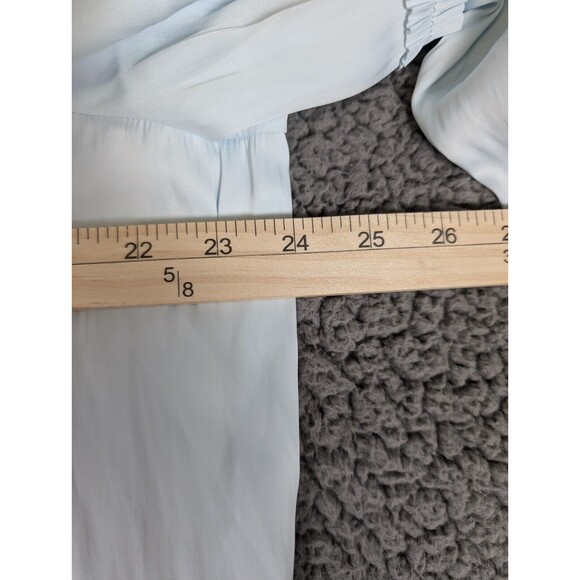 Lane Bryant Plus Size Top Blue Size 14/16 V-Neck Ties Peasant Ruffles Pleated - Picture 10 of 12